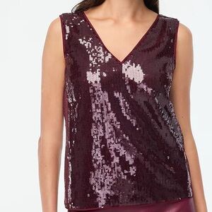 J. Crew Burgundy Sequin Tank Top